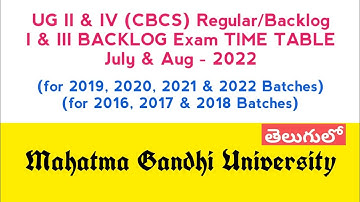 UG I, II, III & IV Semester Regular Backlog Exams Timetable | Mahatma Gandhi University