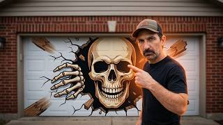 Minetom 7x16 ft Skeleton Garage Door Cover Install Review Halloween Garage Decoration Setup