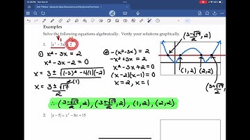Math 20-1 Unit 7 Lesson. 7.3 (Part II): Absolute Value Equations