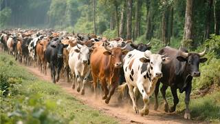 Cows Walk Slowly Through The Untouched Forests - Cow Mooing - Cow Video