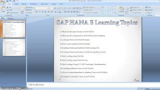 SAP HANA Elearning Topics
