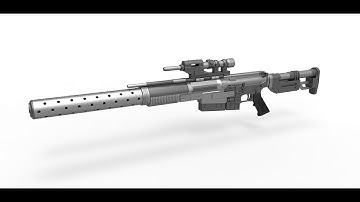 Sniper Blaster rifle A300 3D model view from the movie Rogue One 2016