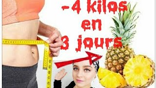Régime de l'ananas naturel perdre du poids -4 kilos en 3 jours ça marche ! (Recette en Français).