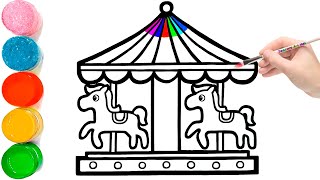 Drawing painting and Coloring Carousel for kids and Toddlers