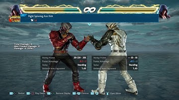 Jin movelist with frame data display (opponent all block)