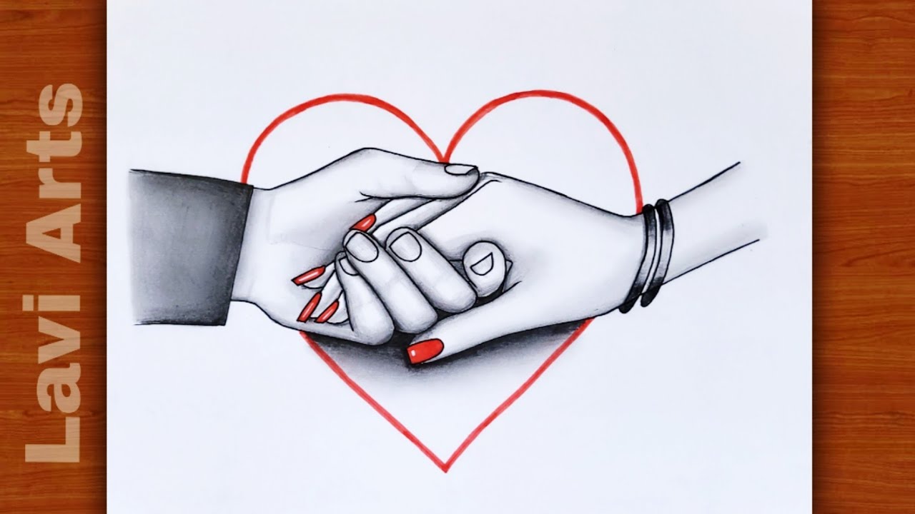 How to draw A LOVE COUPLE HOLDING HANDS - YouTube