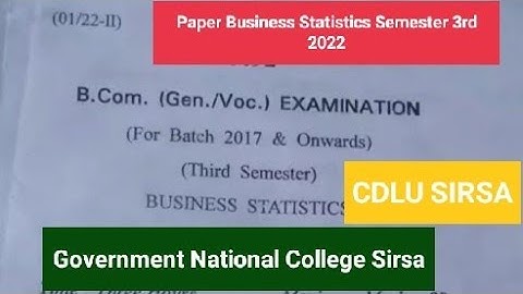 B.com Cdlu Paper Business Statistics Semester 3rd 2022