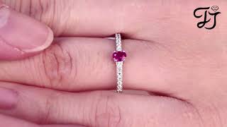 Silver Created Ruby Gemstone Rings For Wedding - FarJary