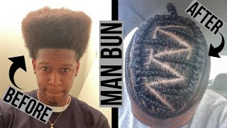 114 Watch Me | Man Bun Braids | Ninja Bun on Black Hair | Triangle Parts on Men | Man Bun Part 1