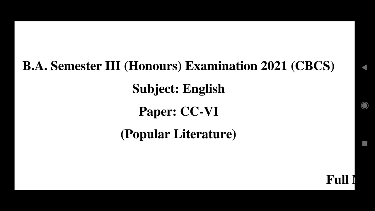 English Honours 3rd Sem Question Paper 2021 Burdwan University. CC 6