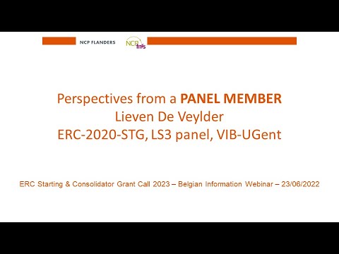 Jun 2022 – Lieven De Veylder (ERC Starting grants Panel member, 2020 call)