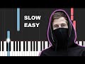 Alan walker  faded slow easy piano tutorial