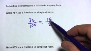 Converting A Percentage To A Fraction In Simplest Form 