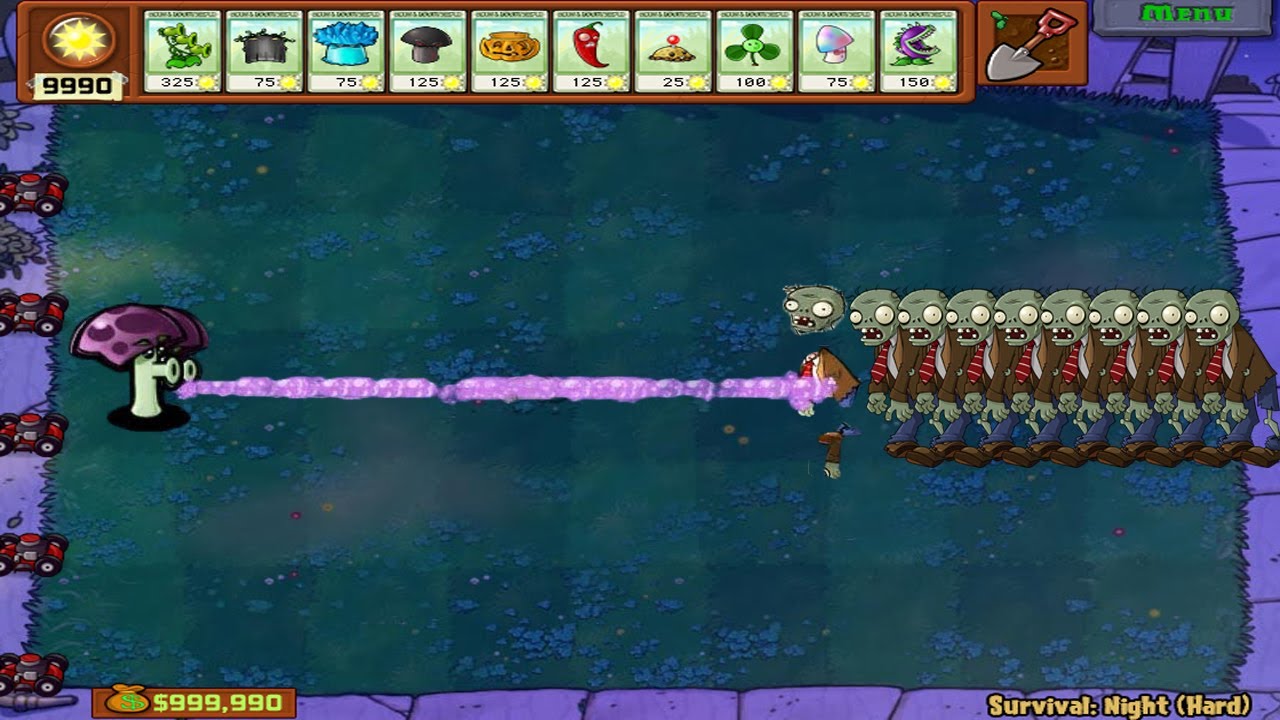 Plants vs Zombies Hack | 1 Scaredy-Shroom vs 9999 Giga-Gargantuar All ...
