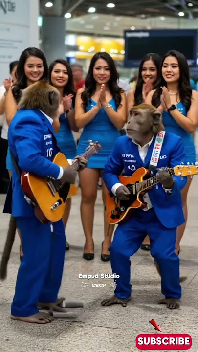 Monyet Viral Main Gitar di Bandara Rusia #empudstudio #empudstudiogrup #shorts