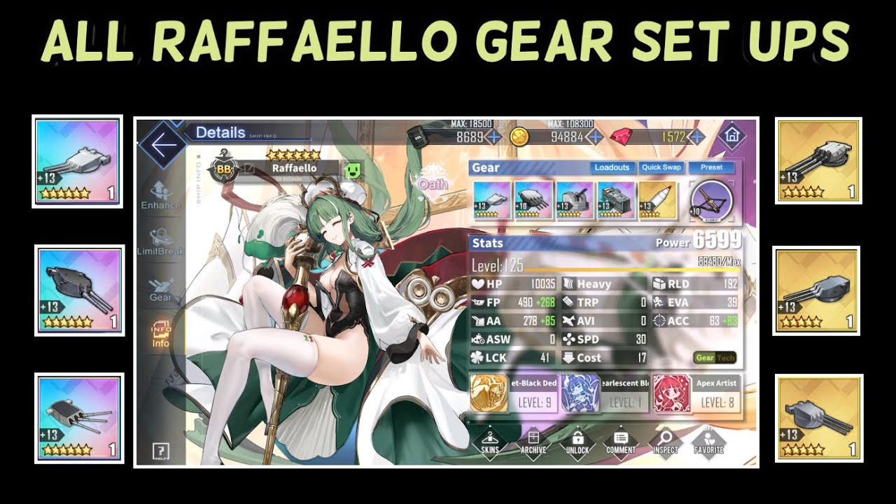 ALL RAFFAELLO GEAR SET UPS! | Azur Lane - YouTube