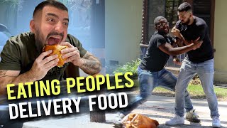 Eating People's FOOD DELIVERY Prank!! * CRAZY REACTION *