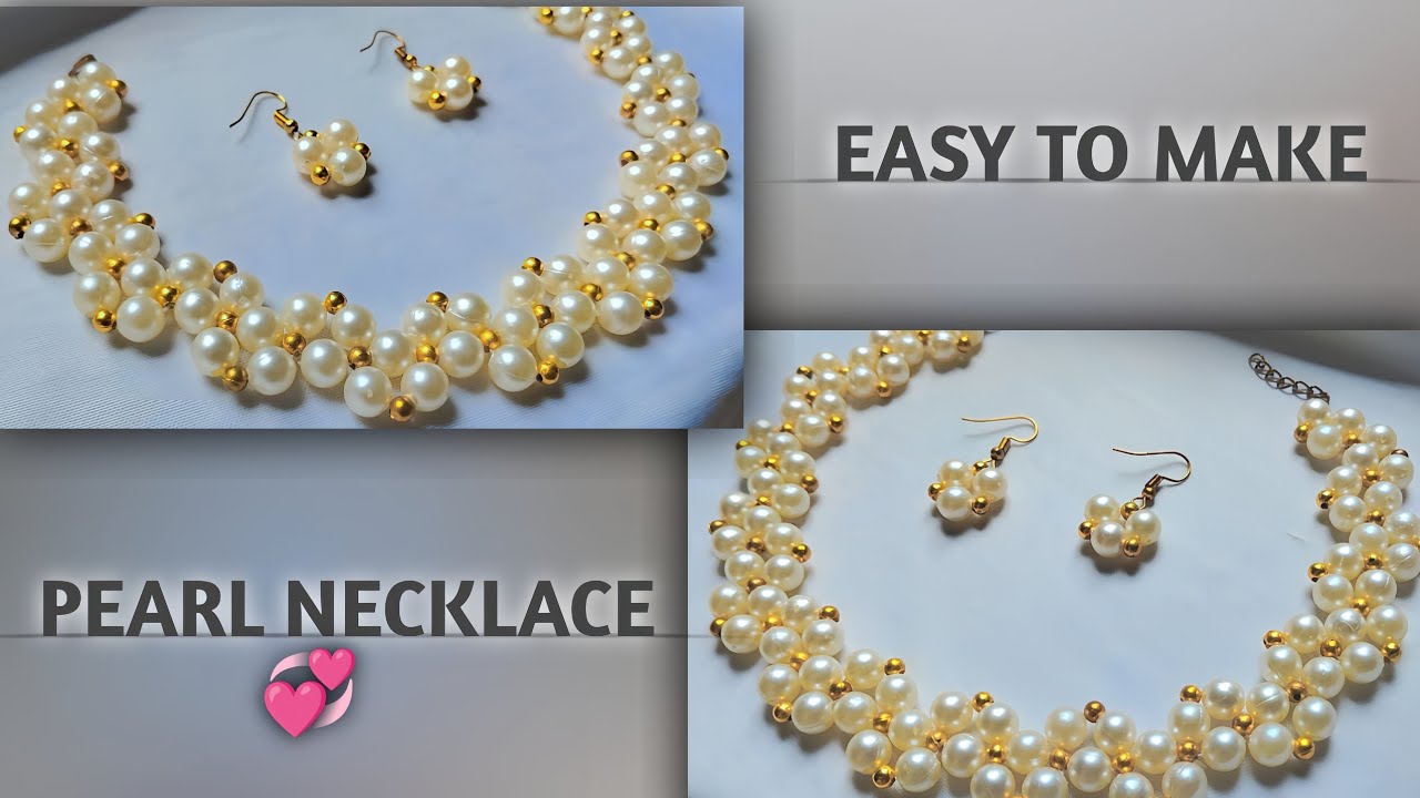 How To Make Pearl Necklace // At Home // Necklace Tutorial // Designer ...