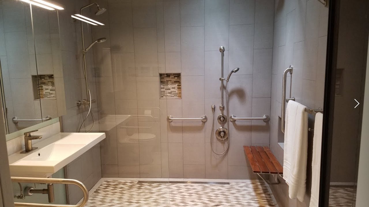  Wheelchair  Accessible Bathroom  Curbless Roll in shower  