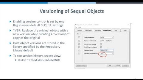 Sequel Data Access | How to Use Version Control in Sequel Viewpoint