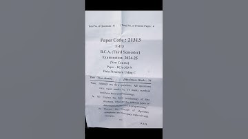 B.C.A. 3rd Semester(New Course) Data Structure Using C Question Paper 2024–25 #mjpru #bca #shorts