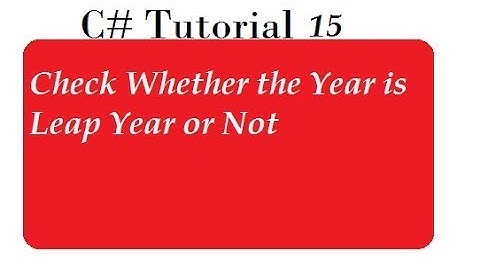 Leap Year Program in C#