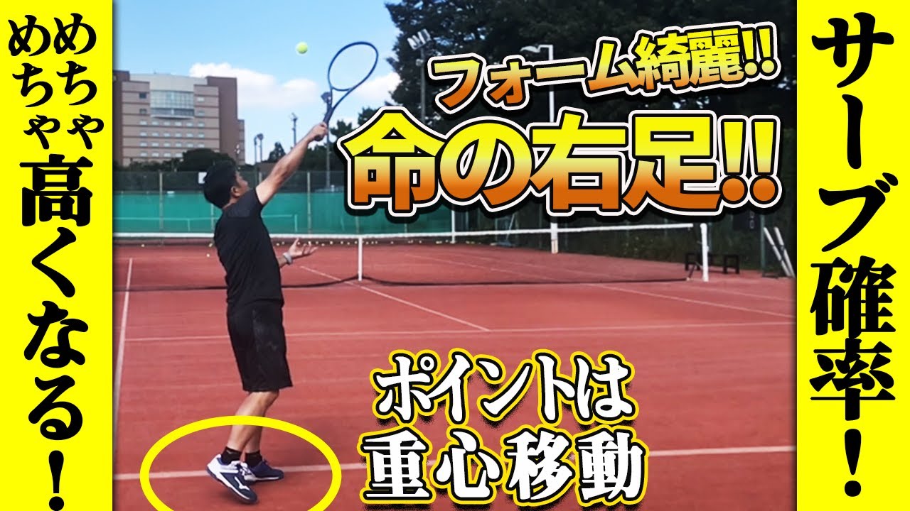【テニスサーブ】簡単な右足練習でサーブが変わる！フォームが綺麗になる重心移動