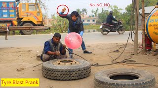 Tyre Blast Prank with Popping Balloons,  CRAZYE Man with Popping Balloon Prank'' by Rs Furti Prank