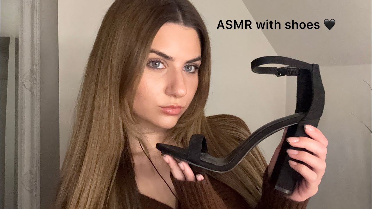 ASMR with shoes 👠🖤 (tapping, scratching, gentle whispers + mouth sounds) 