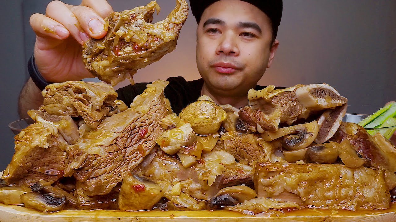 BEEF SHORT RIBS WITH FRESH MUSHROOM | MUKBANG ASMR
