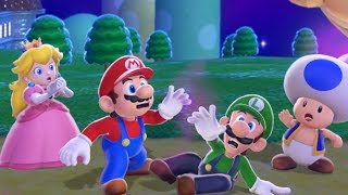 Super Mario 3D World 100% Walkthrough - World 1 (4 Players)