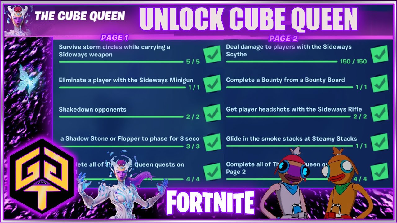 How to Unlock Cube Queen Skin & All Secret Battle Pass Free Rewards by Challenges Quests in Fortnite