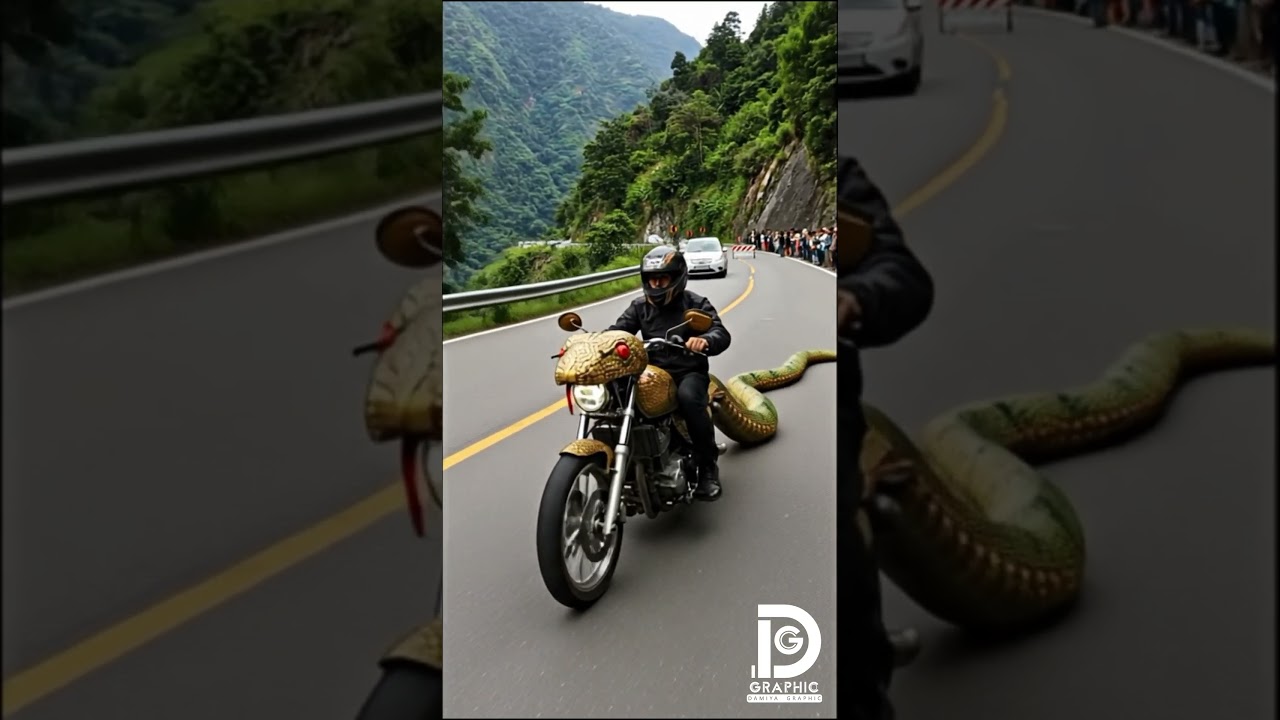 Riding a snake motorcycle! 🐍🏍️ 