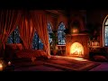 Nighttime Thunderstorm in this Cozy Castle Bedroom with Rain and Fireplace Sounds to Sleep Quickly