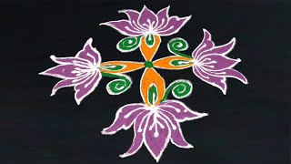Beautiful Lotus Flower Rangoli Designs With 7X1 Dots | Mahi Rangoli Muggulu Videos