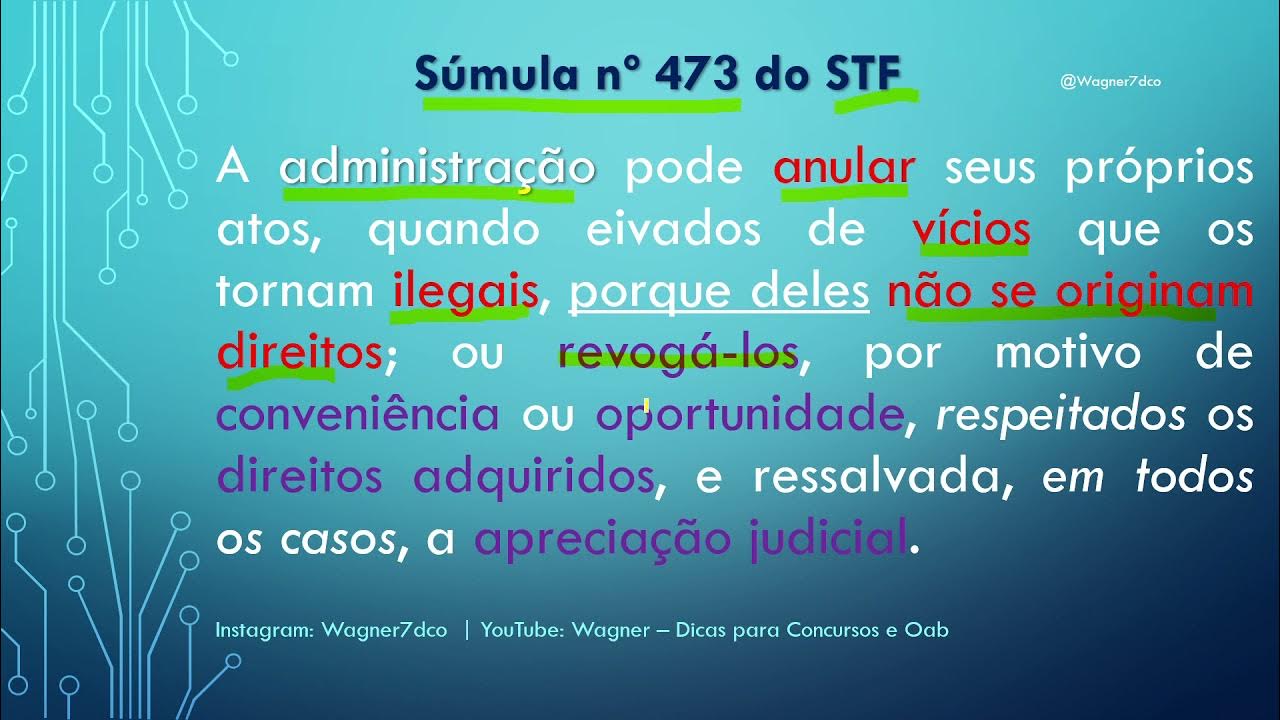 SÚMULA 473 DO STF - MEMORIZE COM FACILIDADE - YouTube