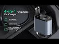 50% OFF l 4 in 1 Car Fast Charger | Dual Retractable Cables + 2 USB Ports
