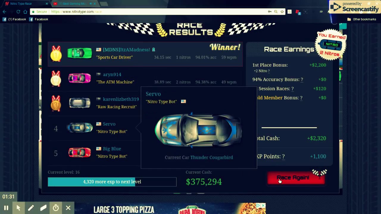 Nitro Typing KING/2 Wins in a ROW/Random Video./