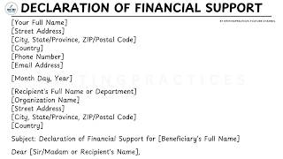 How To Write A Declaration of Financial Support Letter Template Step by Step Guide Writing Practices