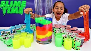 MIXING ALL MY STORE BOUGHT SLIMES!! Giant Smoothie | Toys AndMe