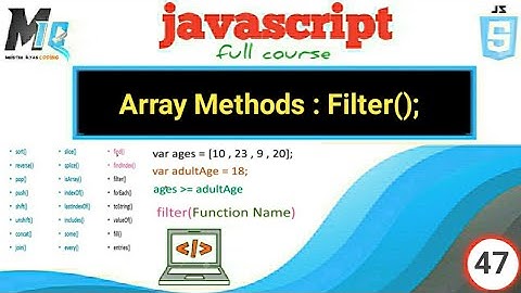 Array Methods Filter(); in javascript || Urdu Hindi tutorial beginners