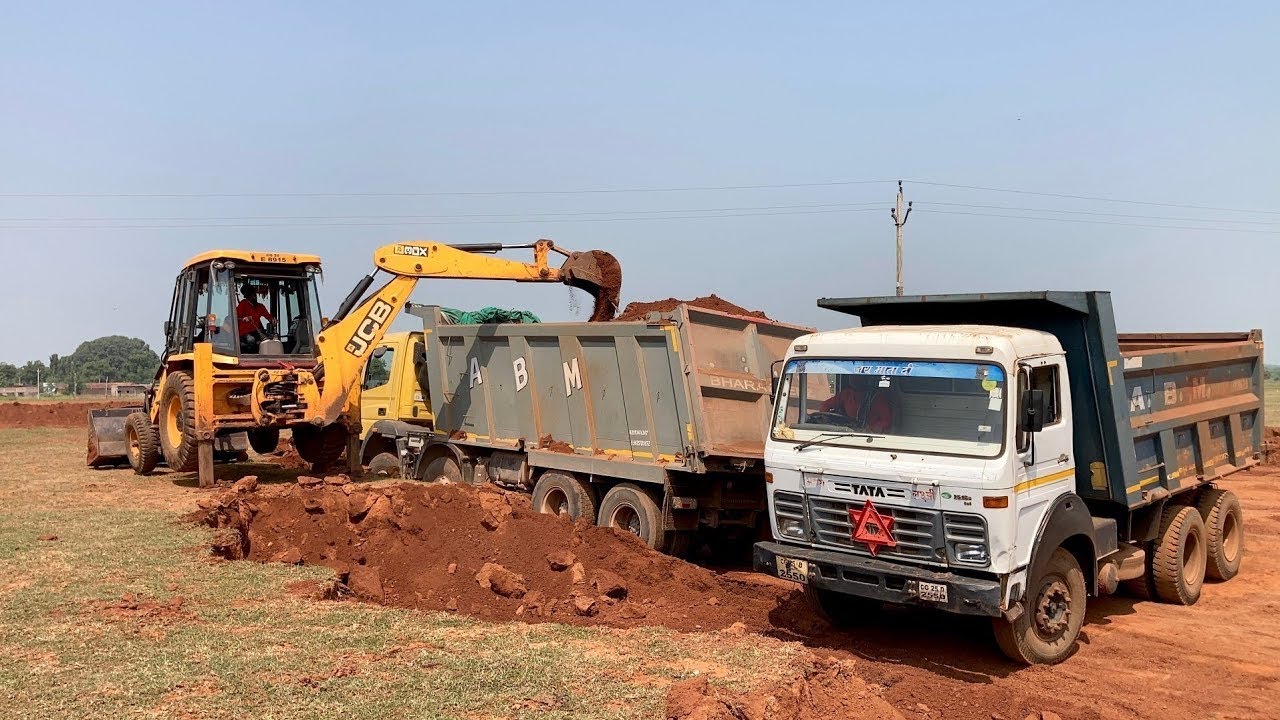 New Jcb 3dx Backhoe Loading Tata 2518 And Bharatbenz Truck | Jcb mud Loading | Jcb Truck Loading