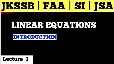 Linear equations in Two Variables | JKSSB | FINANCE ACCOUNTS ASSISTANT ....