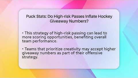 Puck Stats: Do High-risk Passes Inflate Hockey Giveaway Numbers? - Puck Stats Central