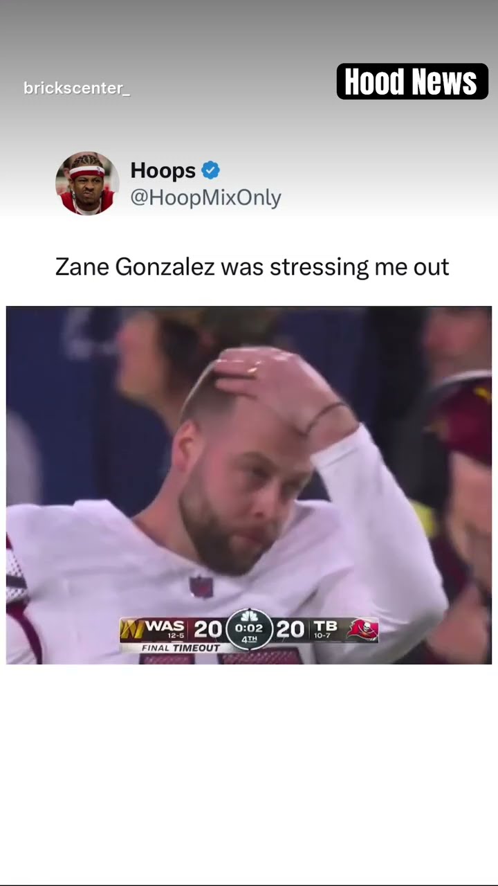 He stressing me out #hoodnews #commanders #zanegonzalez #kicker #NFL #football #footballshorts #omg