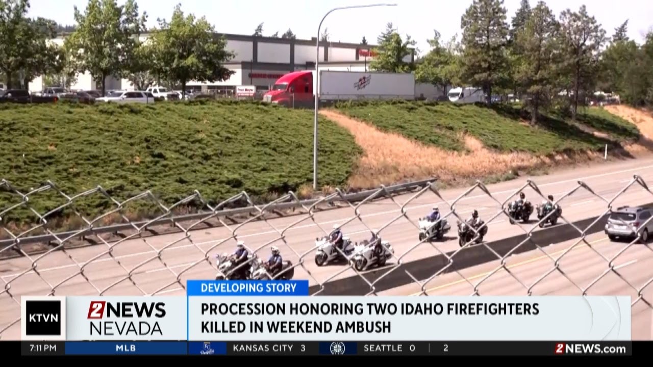 Procession honors two Idaho firefighters killed in ambush - YouTube