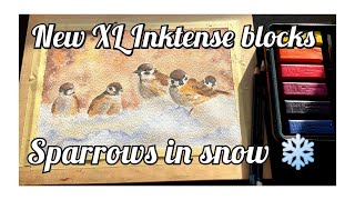 Sparrows in the snow ❄️🪶 Derwent XL Inktense blocks painting 🎨 by Gabriella Rita Art 532 views 6 months ago 9 minutes, 4 seconds