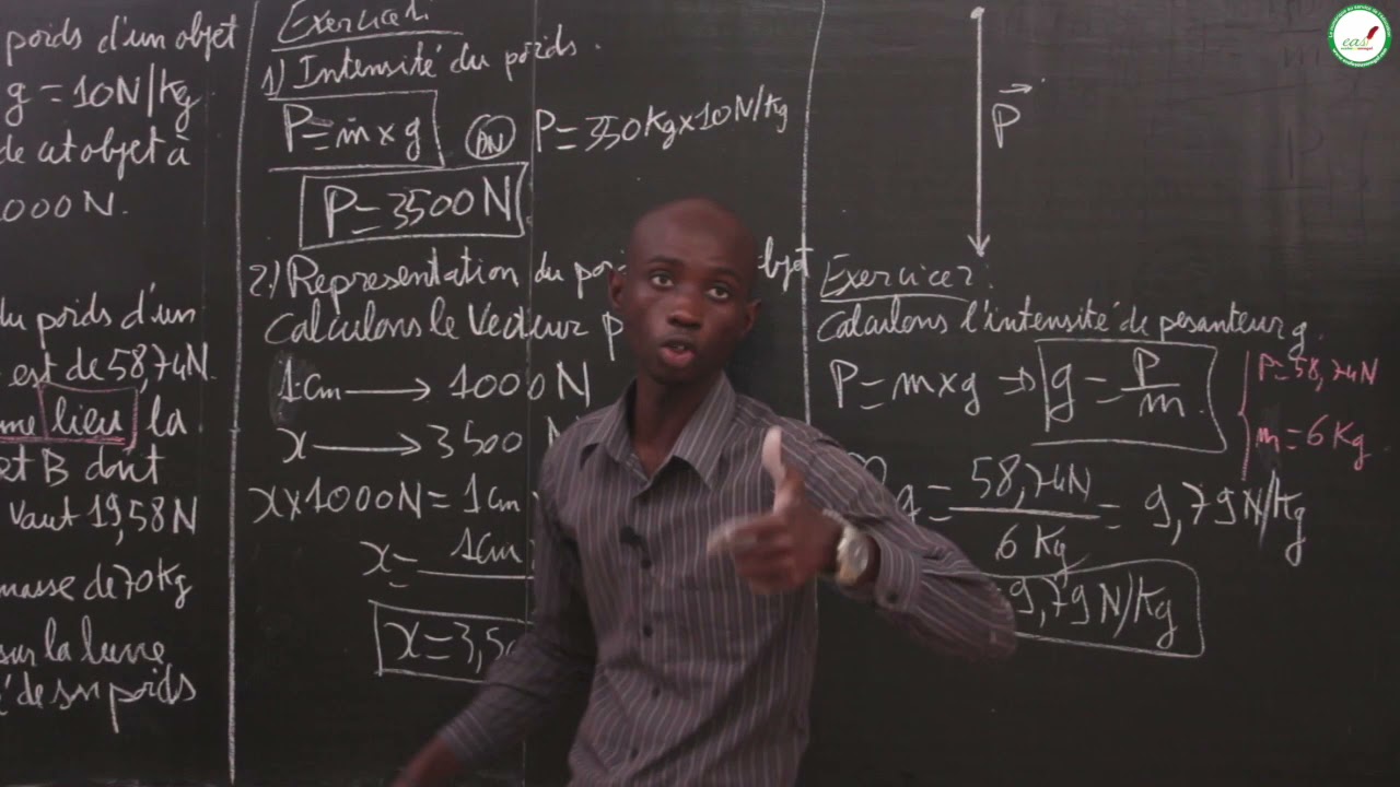 Exercices - Quatrième - Physique/Chimie : Poids d'un Objet Relation entre Poids et Masse / M. Tamba