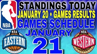 nba standings today January 20, 2024 | games results | games schedule January 21, 2024