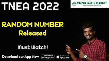 TNEA Random Number 2022 Released - TNEA Latest Update - Must Watch - Mizpah Career Academy